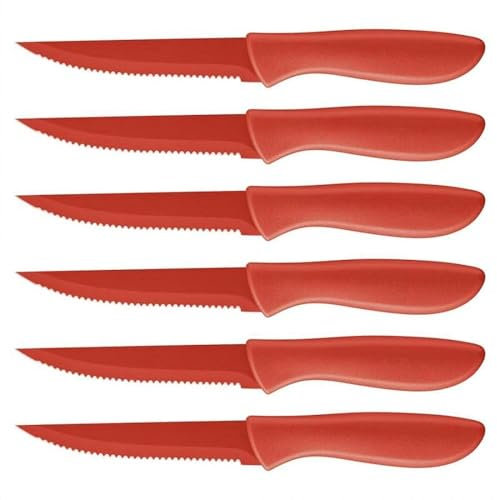 Cuisinart C55 – 6PCSR 6-pc. Set di coltelli da Bistecca con Rivestimento in Ceramica (Rosso), Rosso