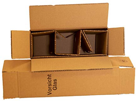 Weinkarton Flaschenkarton für 3 Flaschen mit DHL und UPS Zulassung - Braun - Pappe - 309 x 121 x 395 mm - 627 Gramm - 9 kg Tragfähigkeit - PTZ & UPS Geprüft