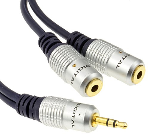 kenable Pure HQ OFC 3.5mm Jack to 2 x Sockets Splitter Cable Gold 1.8m [1.8 metres]