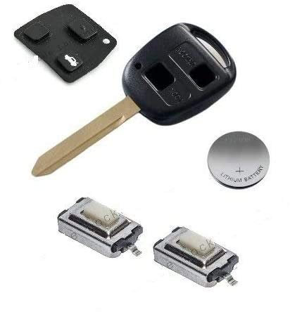 Automobile Locksmith DIY Repair Kit - for Toyota Corolla Avensis 2 button remote key - rubber pad 2 switches CR2016 battery Toy47 key blade with shell