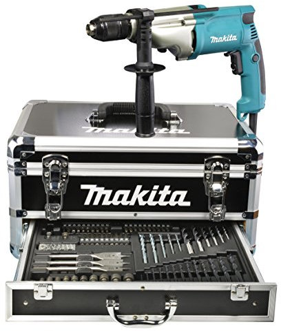 Makita - Taladro percutor (incluye 70 brocas)