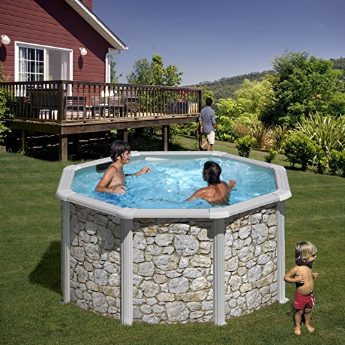 Zizy bellissima piscina a terra, piscina verticale in acciaio – effetto pietra – disponibile in cinque diverse dimensioni.