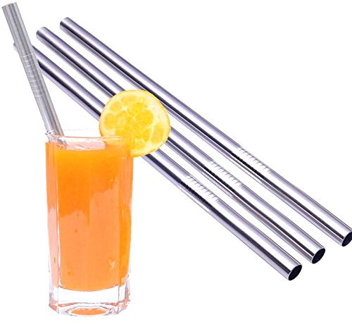 Kobert-Goods Edelstahl Strohhalme Trinkhalme für Smoothies Long-Drinks Party-Cocktails Strohhalme gerade 5 Stück