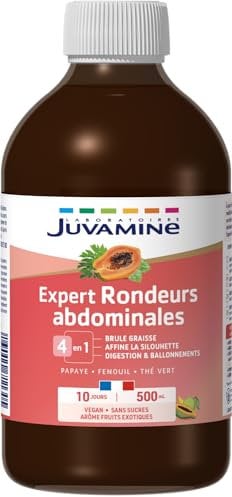 JUVAMINE - Expert Rondeurs Abdominales - 45 ans et + - Action 4-en-1 - Brûle-graisse, Digestion et Ballonnements - Affine la silhouette - Format 500 mL - Fabriqué en France