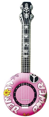 W WIDMANN MILANO Party Fashion - Aufblasbares Banjo, 100 cm, Gitarre, Musiker, Sänger, Flower Power, Accessoire Hippie