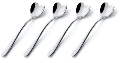 Alessi Il Caffè MMI08SET Set 4 cucchiai a forma di cuore
