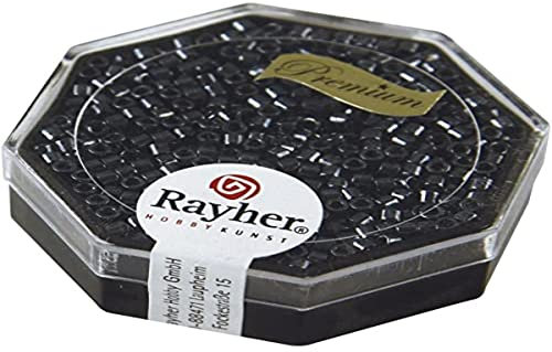 Rayher Pack rocalla Miyuki Delica, 2,2mm ø, cuentas antracita cilíndricas, 14750572