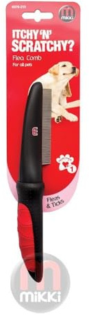 Mikki Dog, Cat Deluxe Flea Comb - Flea Remover for Medium to Large Sized Pet - Dust, Lice Comb Brush