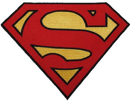 alles-meine.de GmbH XXL- Superman - 20,2 cm * 15,2 cm - Aufnäher Applikation/Bügelbild Superheld Comic - Logo - für Kinder & Erwachsene