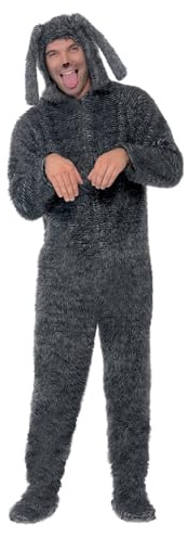 Smiffys Fluffy Dog Costume, Grey, M - Size 38-40