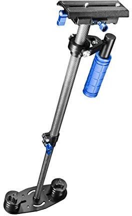Walimex Pro StabyPod S Schwebestativ Steadycam zur Stabilisierung von DSLR-Kameras (Größe max. 60 cm, Carbon, Schnellwechselplatte, Gegengewichte, Tasche)