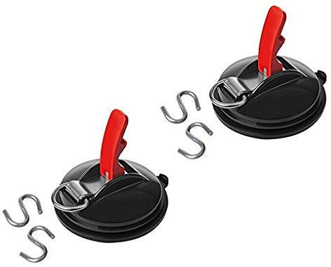 Saugnapf Befestigung max. 10 kg mit Ring + 2 S-Haken (2)