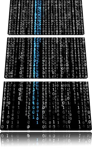 Pixxprint Matrix Zahlen B&W, Leinwandbild 3 Teilig, Gesamtmaß: 120x80cm, Wandbild, Dekoration, fertig gespannt, Kein Poster