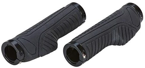 Prophete Lenkergriffe, 1 Paar, schwarz, 130 mm Länge, ergonomisch geformt, mit Schraubbefestigung und Lenkerstopfen, Chrom-Ringe – Komfortable Fahrradgriffe für mehr Halt und Stil