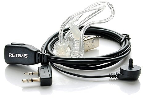 Retevis Cuffie Walkie Talkie 2 Pin Auricolare con Tubo Acustico Trasparente Cuffia Headset Compatibile con Ricetrasmettitore Retevis RT24 RT22 RT27 RT5 H777 Baofeng UV-5R BF-888S ESYNiC (1 Pezzi)