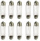 CARALL 10 Pezzi Lampadine Alogene Siluro T11 C10W 41mm 12V 10W, Ricambi Lampade 12V Per Auto e Moto