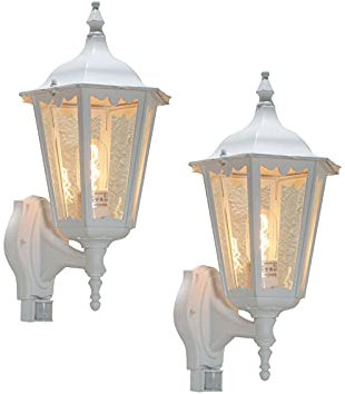 2er-Set Wandleuchten FIRENZE mit Bewegungsmelder, E27, Aluminium weiss, Höhe 48 cm; KONSTSMIDE 7236-250