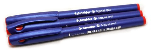 Schneider 8472 Schreibgeräte Tintenroller Topball 847, mit Kunststoffspitze, 0,5, rot