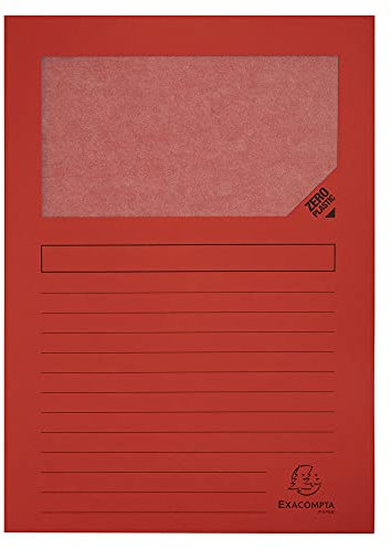 Exacompta - Réf. 50105E - Paquet de 100 chemises à fenêtre sans plastique Forever® 120 g/m² - couleurs vives - 100% recyclées et certifiées Ange Bleu - dimensions 22 x 31 cm pour A4 - couleur rouge