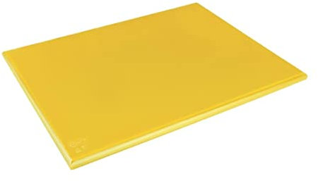 Hygiplas Planche à découper haute densité, Code couleur jaune, Préparation des produits à base de viande cuite, Taille : 25 x 600 x 450 mm, Planche à découper en PEHD, J045