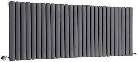 Milano Aruba Anthracite Horizontal Double Oval Panel Radiator - 635mm x 1652mm