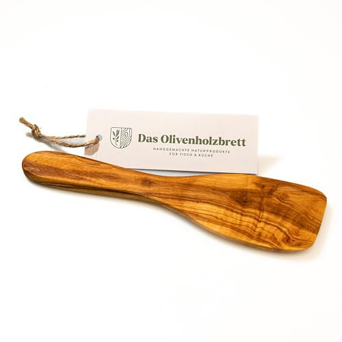 DAS OLIVENHOLZBRETT® Pfannenwender aus Olivenholz/Pfannenspachtel aus Holz/Bratwender aus Holz/Pfannenheber, 25 cm