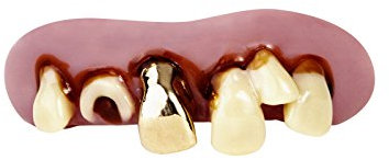 Pirat Gebiss Zähne mit Silberzahn hautfarben weiss silber