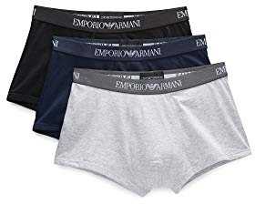 Emporio Armani Men's 3-pack Cotton Trunks underwear, Grey/Navy/Black, M UK