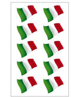 StickersLab - 10 Adesivi Bandiera Italiana in Vinile Ultra Resistente per Moto Vespa Auto Fiat 500 Casco 3,5cm X 1cm