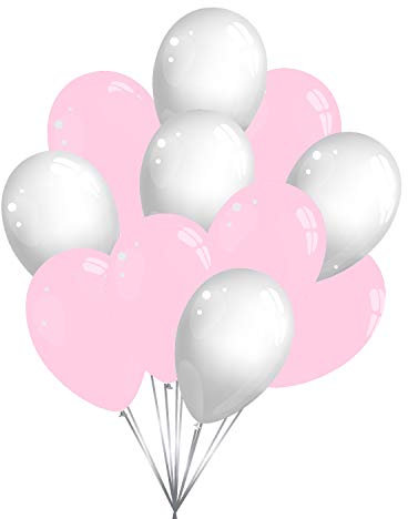 Premium Luftballons in Rosa Weiß - Made in DE - 100% Naturlatex & 100% biologisch abbaubar - 50 Stück - Geburtstag Party Karneval - für Helium geeignet - twist4®