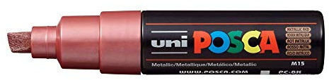 Posca Uni-ball Marker PC-8K Paint Glass Pen Broad Chisel Tip 8.00mm Metallic Red