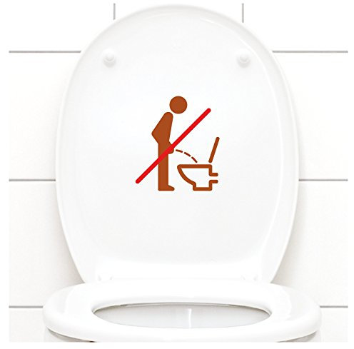 Grandora WC Deckel Sticker - Bitte im Sitzen pinkeln Schild I haselnussbraun 11 x 12 cm I Piktogramm WC Bad Badezimmer Toilette Klodeckel Aufkleber W733
