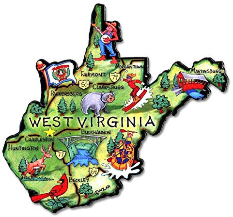 Jumbo-Kühlschrankmagnet West Virginia the Mountain State Artwood