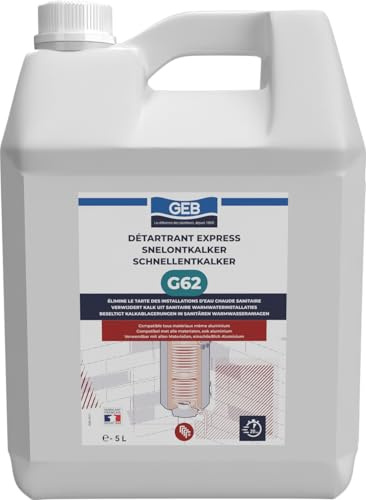 GEB Chauffage - Détartrant Express G62 élimine le tartre dans les installations d'eau chaude sanitaire. Optimise la consommation d'énergie - 5 litres