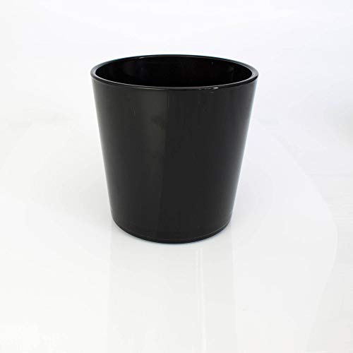 INNA-Glas Großes Glasgefäß - Blumentopf Alena, schwarz, 19cm, Ø 18,5cm | Rundes Glas - Pflanztopf