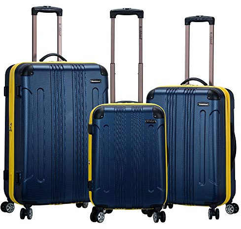 Rockland London Hardside 3 Piece Expandable Spinner Wheel Luggage Set, (20/24/28), Navy