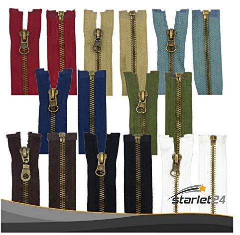 Starlet24® Reißverschluss Metall 5mm teilbar, Reißverschlüsse mit Metall-Zähne für Jacken & Taschen - Schwarz 30 cm