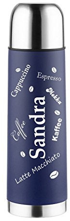 polar-effekt Edelstahl Thermoskanne mit Gravur des Namens - Personalisierte Männer Geschenk zum Geburtstag oder Weihnachten - Thermoflasche 0,5 Liter – Farbe blau