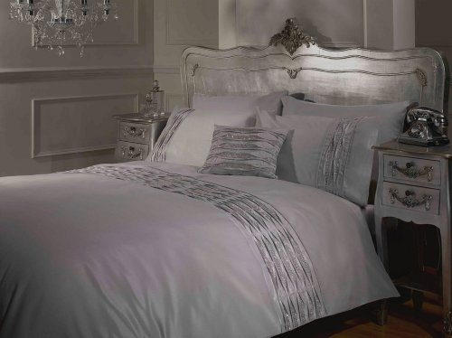 Rapport Home Belle Amie Luxury Diamante Detail Duvet Cover Set, Grey, Single
