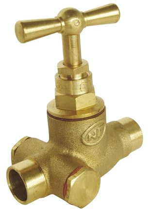 SOMATHERM FOR YOU, Robinet d'arrêt à potence à purge à souder pour tube cuivre 16mm, en laiton brut, durable et fiable, idéal pour vidage et hivernage, entretien facile - Livré sans purgeur