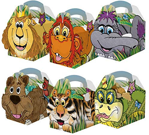 MustBeBonkers 10 x Jungle Animal Theme Childrens Kids Carry Food Birthday Party Meal Box