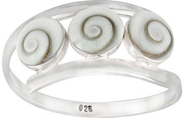 Silverly Frauen 925 Sterling Silber 3 Dreifach Weiß Shiva Eye Schale Spiralförmig Twist kranz