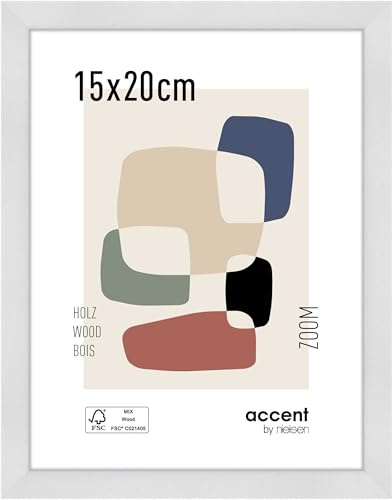 accent by nielsen Holz Bilderrahmen Zoom, 15 x 20 cm, Weiß | Holz Fotorahmen im Hoch- & Querformat zum Auftstellen und Aufhängen Weiß matt Echtglas