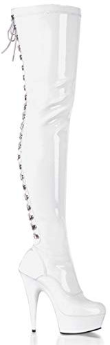 Pleaser Delight-3063, Stivali con Gambale Corto Donna, Bianco Bianco Wht STR Pat Wht, 37 EU