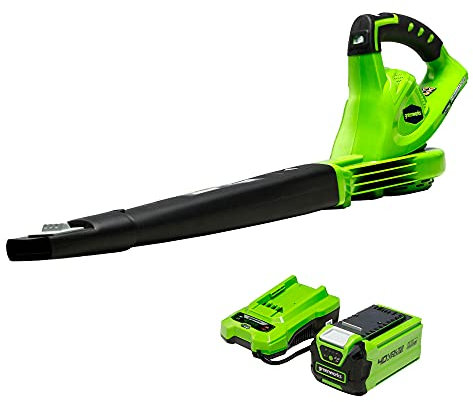 Greenworks 24252 G-Max 40V 150 Mph Variable Speed Cordless Blower, (2Ah) Battery And Charger Included