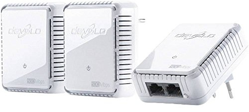 devolo dLAN 500 duo Network Kit Powerline 3x PowerLAN-Adapter, Internet aus der Steckdose, 2 integrierte LAN Ports