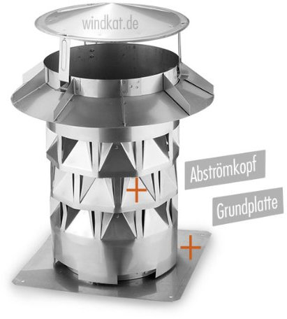 WINDKAT-Schornsteinaufsatz mit Grundplatte - Nennweite Ø 250 mm