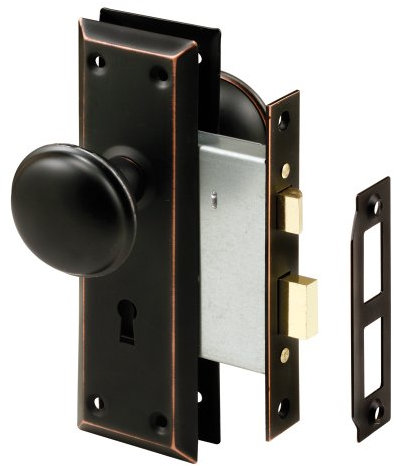 Prime-Line 0843359 2495-Set chiave con pomello in bronzo classico, perfetto per sostituire set di serrature antiche rotte e molto altro ancora, adatto per 1-3/8 -1-3/4. Porte interne