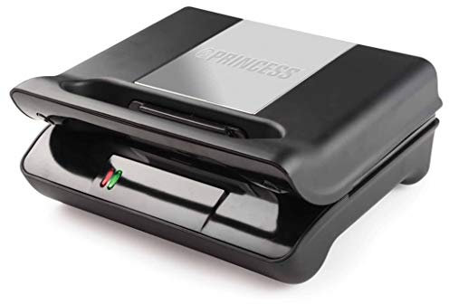 Princess Kontaktgrill 117001, Sandwich Maker mit entnehmbaren Grillplatten, 700 Watt, 23x13cm Grillfläche, 0,75m Kabellänge, antihaftbeschichtet