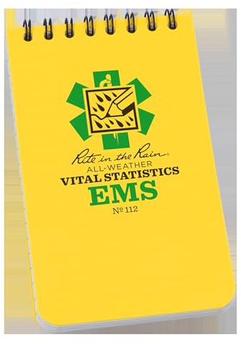 Rite in the Rain Wetterfestes EMS Notizbuch, 7,6 x 12,7 cm, gelber Einband, Vital Stats Pages (Nr. 112)